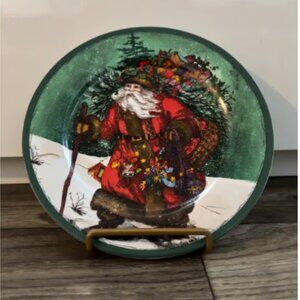 Royal Norfolk Old World Santa Claus 8" Christmas Collector's Plate Bag with Toys